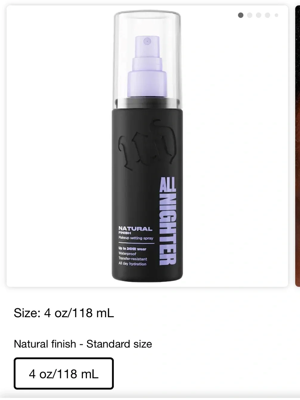 Urban Decay All Nighter Makeup Setting Spray - Natural Finish